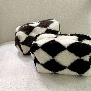 BRAND NEW *Plush Checkered Cosmetic Bag.